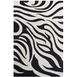   Area Rug Zebra Whurl 5 x 8 Carpet Wool Black Furniture & Decor