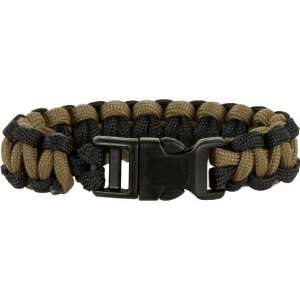   Weave Black & Coyote Brown Survival Bracelet with Hand Tied Nylon Cord