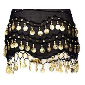  New Belly Dance Costume Gold Coins Hip Skirt Scarf Belt 