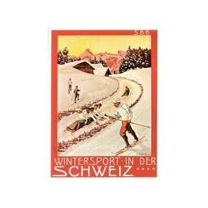  Postcard Schweiz Skiing
