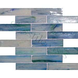   Box 1 3/8 x 6 Blue Pool Glossy Glass Tile   16410