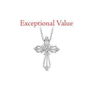  Diamond Accented Cross Pendant in Sterling Silver Jewelry