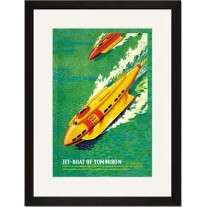   Black Framed/Matted Print 17x23, Jet Boat of Tomorrow