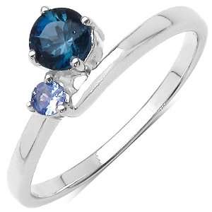  0.50 ct. t.w. London Blue Topaz and Tanzanite Ring in 