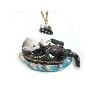  Sea Otter Bejeweled Trinket Box 