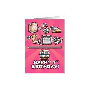  Happy Birthday   cake   1 year old Card Toys & Games