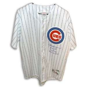 Chicago Cubs White Jersey autographed by Ernie Banks and Inscribed 58 