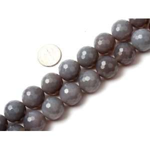  16mm Round faceted Gemstone gray Agate beads strand 15 
