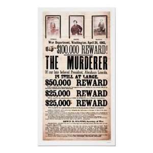    Reward Poster for Lincolns Assassination 1865