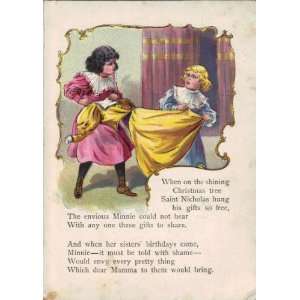  1896 Color Print Of Envious Minnie Two Girls Fighting 5 1 