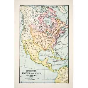 1907 Print Map England France Spain America New Louisiana 