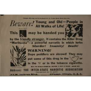  Anti drug From the 60s Goverment Scare Rare Poster 17x22 