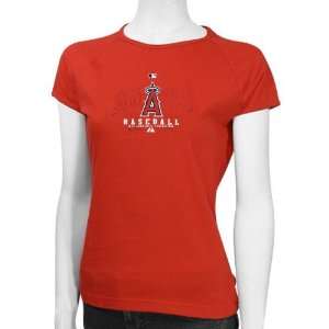  Majestic Anaheim Angels Red Ladies Dedication T shirt 