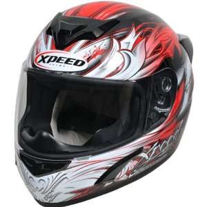 Xpeed Valor XP509 Street Bike Racing Motorcycle Helmet   Red / X Large