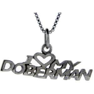 925 Sterling Silver I Love My Doberman Talking Pendant (w/ 18 Silver 