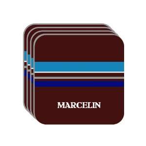 Personal Name Gift   MARCELIN Set of 4 Mini Mousepad Coasters (blue 