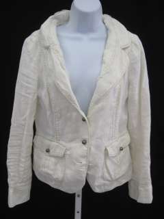 ELEVENSES Ivory Linen Cotton Button Jacket Sz 10  