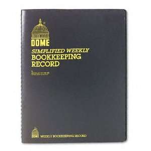 Dome® Bookkeeping Record, Black Vinyl Cover, 128 Pages, 8 