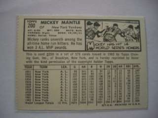 Topps Dover Reprint Mickey Mantle Topps 1963  
