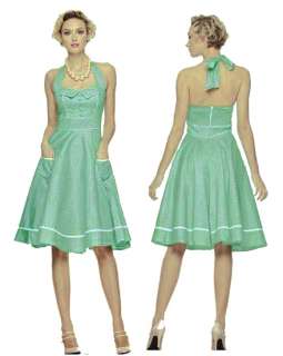 HELL BUNNY 50s OLIVIE DRESS polka MINT GREEN swing rockabilly SIZE 8 