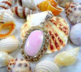 PINK CORAL GEMSTONE DECORATED PENDANT STERLING SILVER  