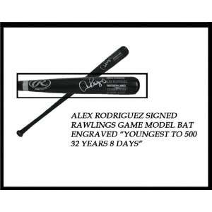  Alex Rodriguez Autographed   Youngest to 500   Rawlings 