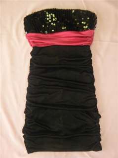 SPEECHLESS Pink Black Ruch Sequined PROM HOMECOMING EVENING PARTY 