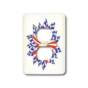   Stripes Patriotic Flower   Light Switch Covers   2 plug outlet cover