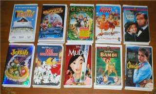 Wholesale Lot 10 Kids VHS Movies in Clamshell ~ Bambi, Mulan, 101 