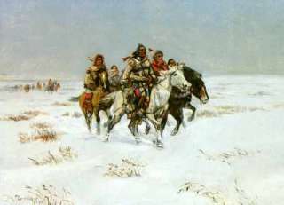 Western Repro Charles Russell The Snow Trail CANVAS ART  