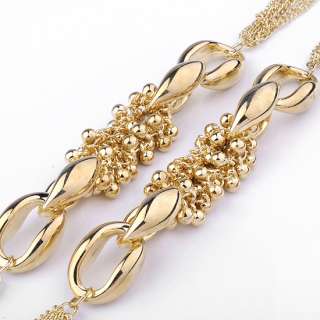Fashion Goldtone Necklace,Chain And Beads Multi Layered  