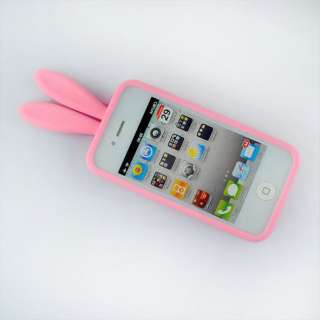   new Rabito Rabbit Rubber Case Cover For iPhone 4 4S pink 0239  
