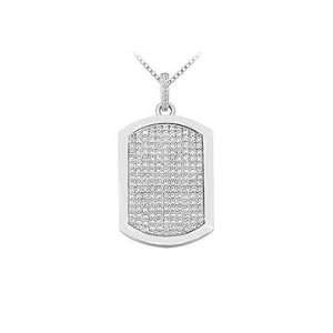  Diamond Dog tag Pendant  14K White Gold   4.00 CT 