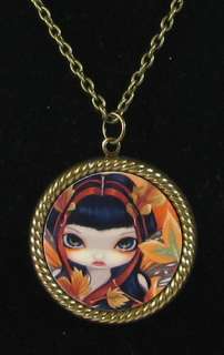 Jasmine Becket Griffith Art Little Autumn Leaves Round Pendant Fairy 