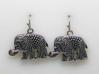 Clear Crystal Elephant Pendant Necklace Earrings s0417  