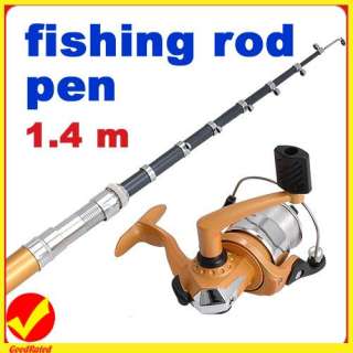 Travel Portable Golden Pen Fishing Rod Reel Nylon Line  