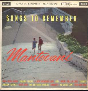 Mantovani Songs To Remember LP VG++/VG+ UK Decca  