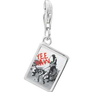  Pugster 925 Sterling Silver Yee Haw Cowboy Photo Rectangle 