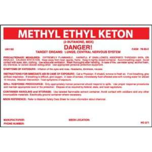  LABELS METHYL ETHYL KETON 3 1/4X5 P/S