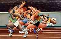 YUVAL MAHLER Hand Signed Serigraph 100 METERS TRACK & FIELD  