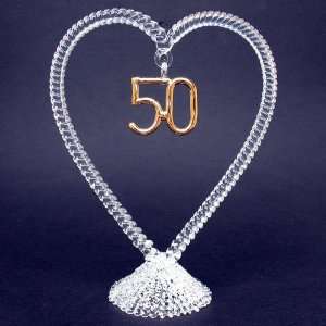  50th Anniversary Wedding Cake Topper Hand Blown Glass 