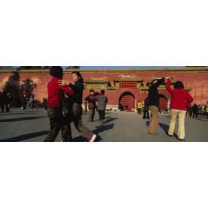 Group of People Dancing in Front of a Building, Jingshan Park, Beijing 