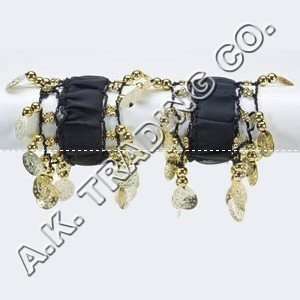 Belly Dancing Arm Cuffs Bracelet   BLACK/GOLD (PAIR)