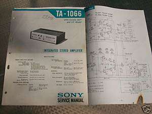 VINTAGE SONY TA 1066 INTEGRATED AMP SERVICE MANUAL #255  