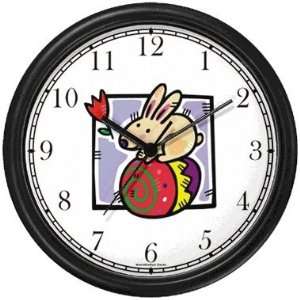  Easter Bunny on Easter Egg Easter Theme Wall Clock by 