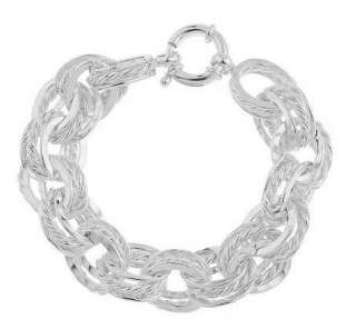 Bold Twisted Multi Link Rolo Bracelet Sterling Silver  