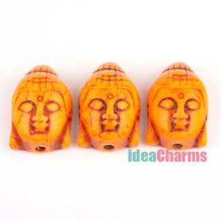 6x Buddha Head Handmade Natural Turquoise Gem Loose Beads 29mm  