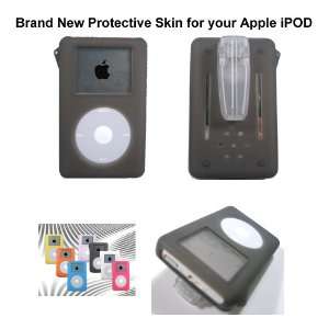 Ipod 4G Black Skin With Free Belt Clip & Free Screen Protector + Free 