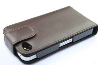 Brown Genuine Cowhide Leather Case/Cover for Apple iPhone 4 4S+Screen 