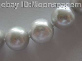 Genuine huge 12mm round gray cultured pearls necklace  